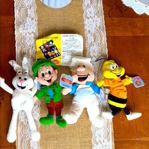 1997 Lot of 4 NEW General Mills Breakfast Babies Beanie Plush Pals